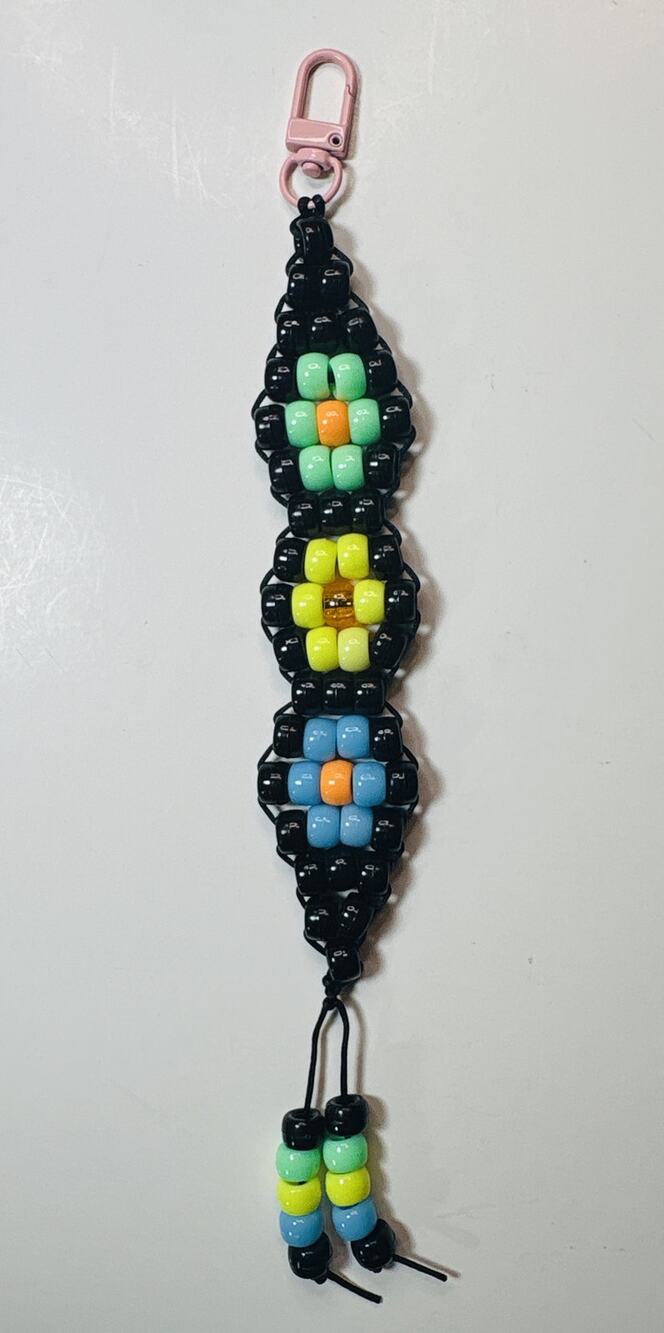 Handmade Beaded Keychain Charm – Colorful Floral Design – Bag Charm Accessory